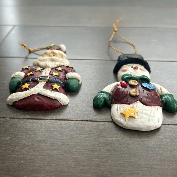 Vintage Wooden Holiday Ornaments, Christmas Tree Decor, Santa Frosty Snowman - Picture 4 of 7